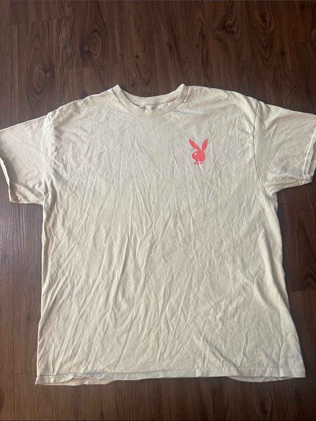Playboy Cream Shortsleeve Tee With Pink Bunny Logo